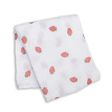 Charger l&#39;image dans la galerie, FRAISES - Couverture en mousseline OU pour emmailloter - Swaddling blanket
