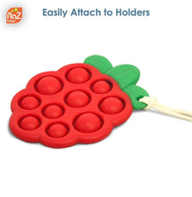 Charger l'image dans la galerie, Pop jouet de dentition FRAMBOISE en silicone doux sans BPA 3 mois +
