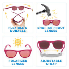 Charger l&#39;image dans la galerie, Lunettes de soleil polarisées flexibles UV-400 avec sangle pour bébé et enfant ORCHID AURORA - 6 mois - 2 ans
