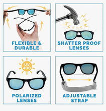 Charger l'image dans la galerie, Lunettes de soleil polarisées flexibles UV-400 avec sangle pour bébé et enfant NAVY AURORA - 2-6 ans
