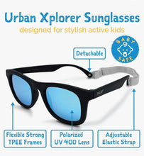 Charger l'image dans la galerie, Lunettes de soleil polarisées flexibles UV-400 avec sangle pour bébé et enfant BLACK AURORA - 2-6 ans
