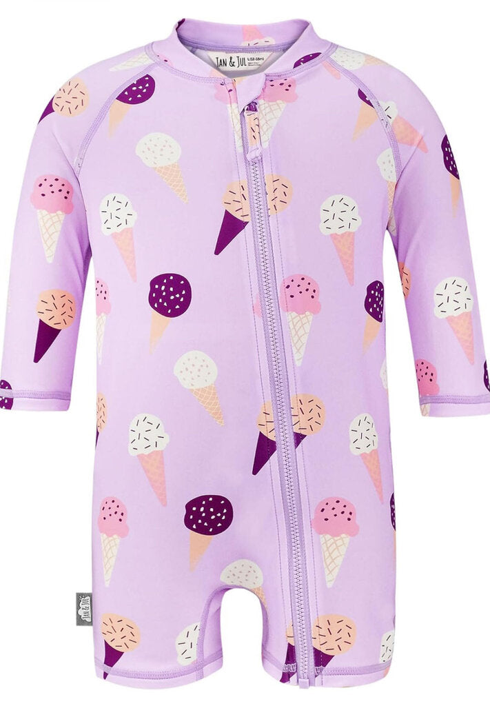 Combinaison MAILLOT anti UV 1 pièce manches longues LAVENDER ICE CREAM 3 ans