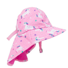 Charger l'image dans la galerie, Chapeau d ete UPF 50 avec rabat de cou LICORNE - Unicorn cap sunhat AJUSTABLE 6-24 mois

