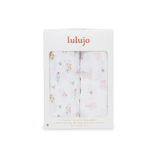 Charger l&#39;image dans la galerie, CHATS et FLEURS - Paquet de 2 Couvertures legeres OU pour emmailloter - Swaddling blanket KITTY + FLOWER
