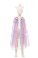 Charger l&#39;image dans la galerie, DEGUISEMENT - Cape multi couleur paillettes AVEC diadème LICORNE 4-6
