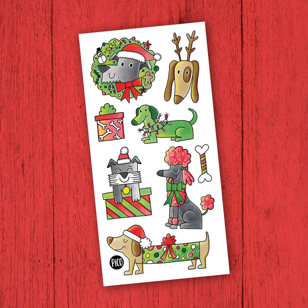 LES CHIENS DE NOËL Tatouages temporaires - CREATION QUEBECOISE