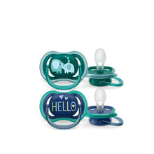 Charger l&#39;image dans la galerie, Paquet de 2 Suces orthodontique Ultra air HELLO et ELEPHANT - 18 mois +
