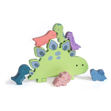 Charger l&#39;image dans la galerie, DINOSAURE Ensemble de blocs en bois jouet éducatif - LittleWood Blocks 9 x 8 pouces - 18 mois et +
