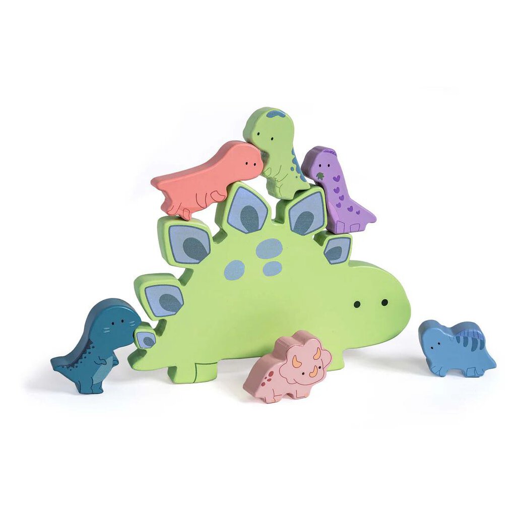 DINOSAURE Ensemble de blocs en bois jouet éducatif - LittleWood Blocks 9 x 8 pouces - 18 mois et +