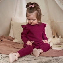 Charger l&#39;image dans la galerie, Jumpsuit tricot - Sweater Knit Romper FLOWERS - 18 mois
