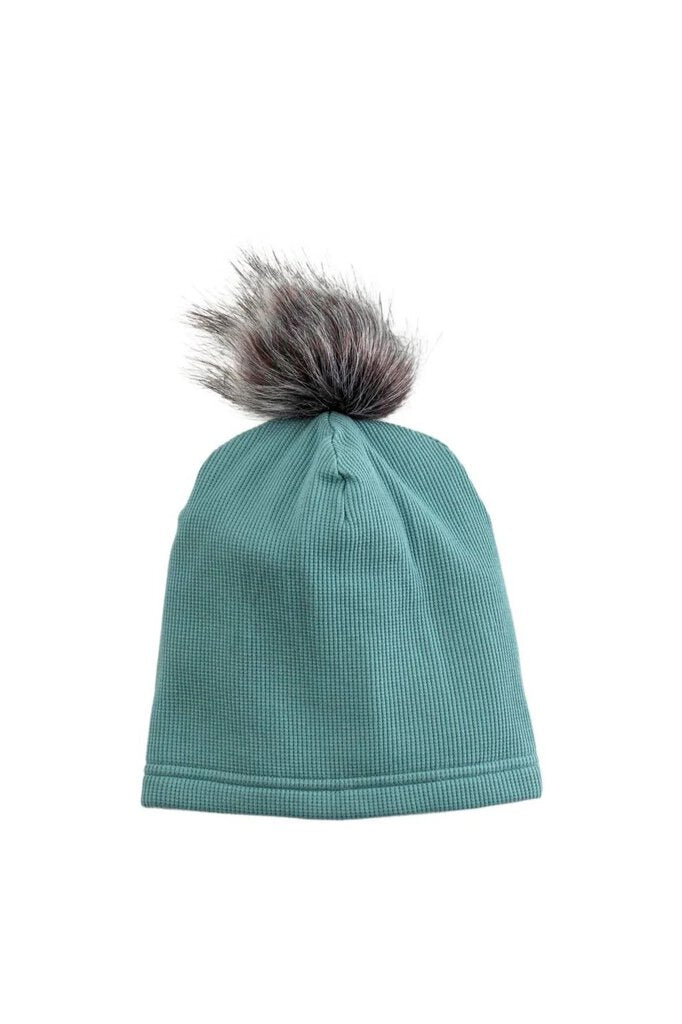 Bonnet tuque avec pompon en tencel SMOKE BLUE 6-12 mois