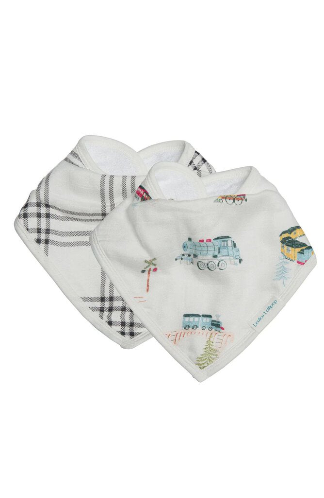 Ensemble Bavoir Bandana - TRAINS - SQUARES