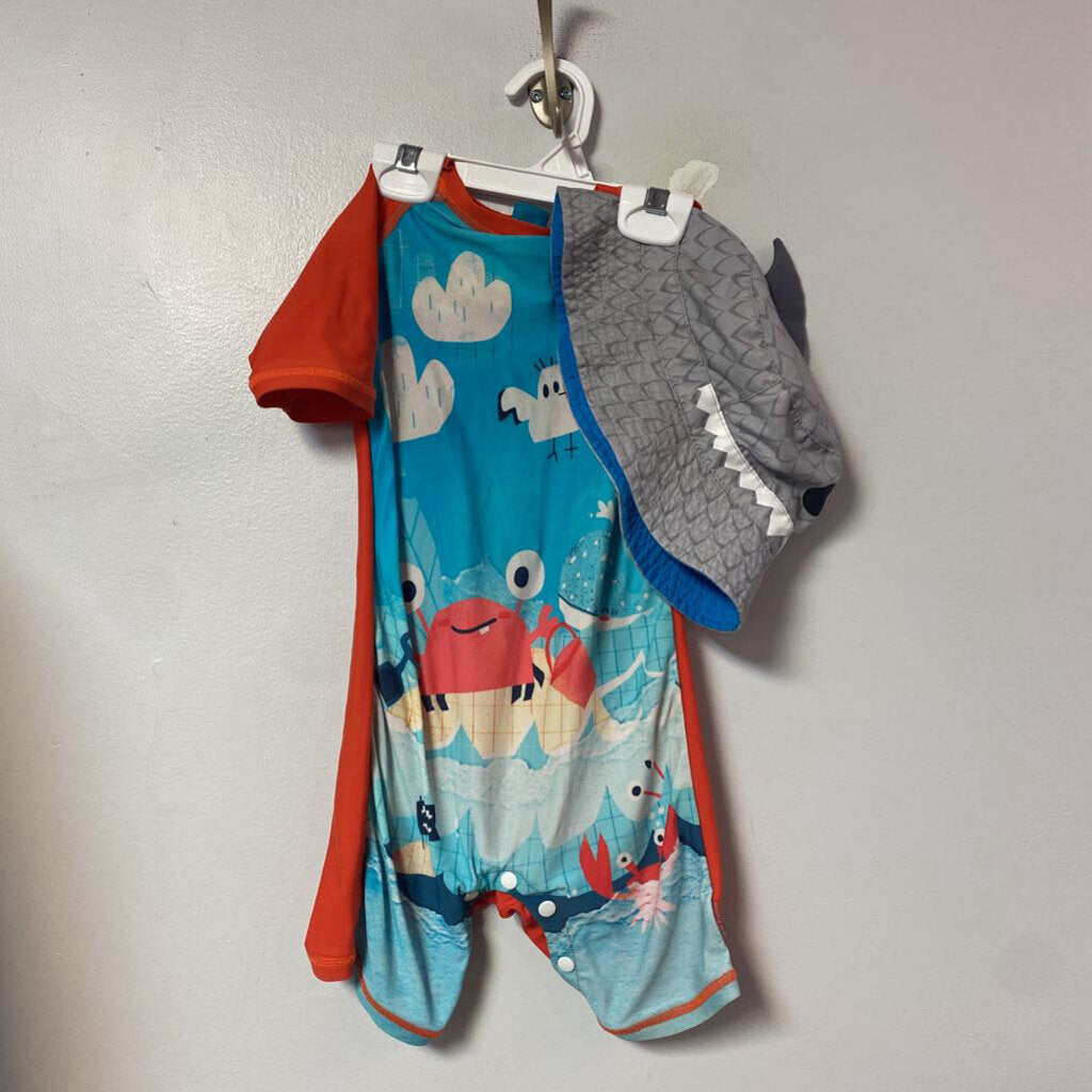 Maillot 1 pc + chapeau 18-24 mois