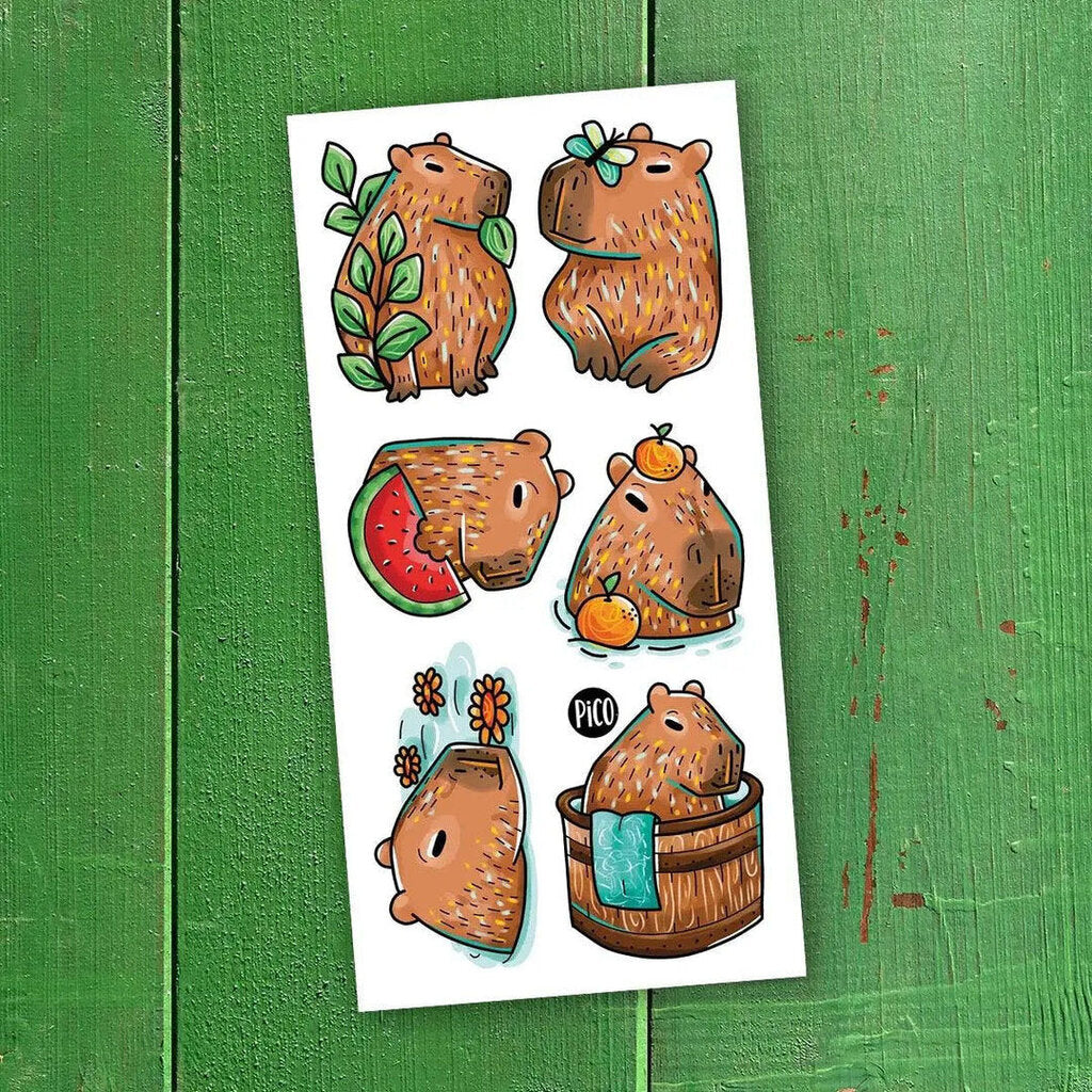 LES PAISIBLES CAPYBARAS Tatouages temporaires - CREATION QUEBECOISE