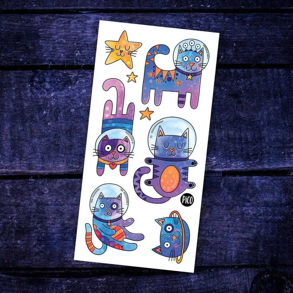 LES CHATS DE L'ESPACE Tatouages temporaires - CREATION QUEBECOISE