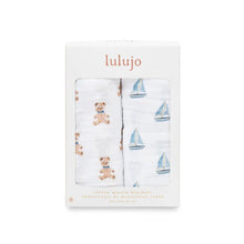 Charger l&#39;image dans la galerie, OURSONS ET BATEAUX - Paquet de 2 Couvertures legeres OU pour emmailloter - Swaddling blanket VINTAGE BEAR SAILBOAT
