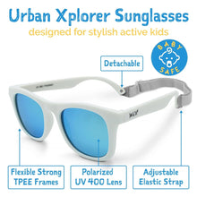 Charger l&#39;image dans la galerie, Lunettes de soleil polarisées flexibles UV-400 avec sangle pour bébé et enfant WHITE AURORA - 6 mois - 2 ans
