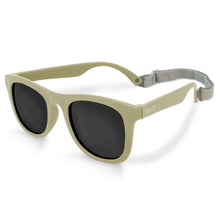 Charger l&#39;image dans la galerie, Lunettes de soleil polarisées flexibles UV-400 avec sangle pour bébé et enfant OLIVE KHAKI - 6 mois - 2 ans
