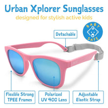 Charger l&#39;image dans la galerie, Lunettes de soleil polarisées flexibles UV-400 avec sangle pour bébé et enfant PEACH PINK AURORA - 6 mois - 2 ans
