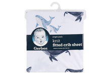 Charger l&#39;image dans la galerie, Drap contour pour lit de bébé - Creeb Sheet COASTAL CALM WHALES
