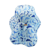 Charger l&#39;image dans la galerie, Chapeau d&#39;été avec cape DAUPHIN - Dolphin sun hat with neck cape 6-24 mois
