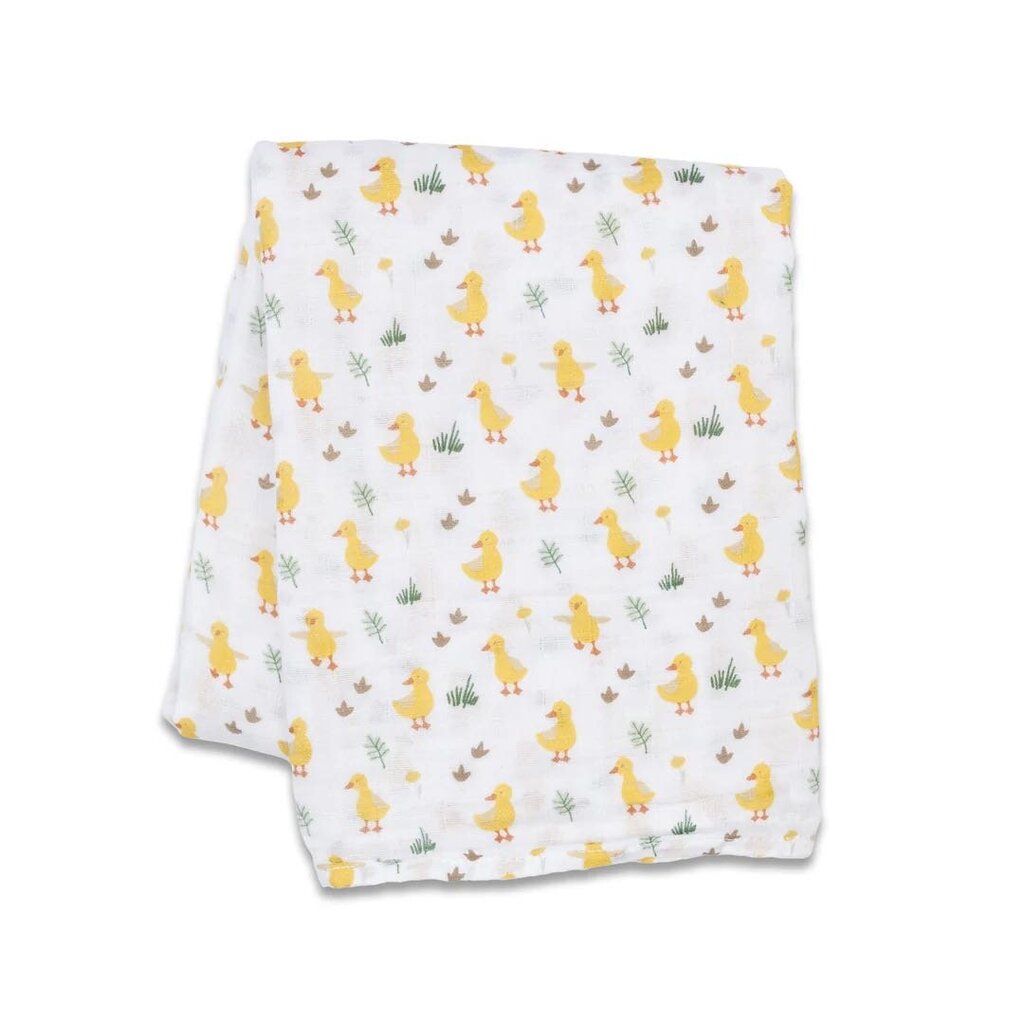 CANARDS - Couverture en mousseline OU pour emmailloter - Swaddling blanket DUCKS