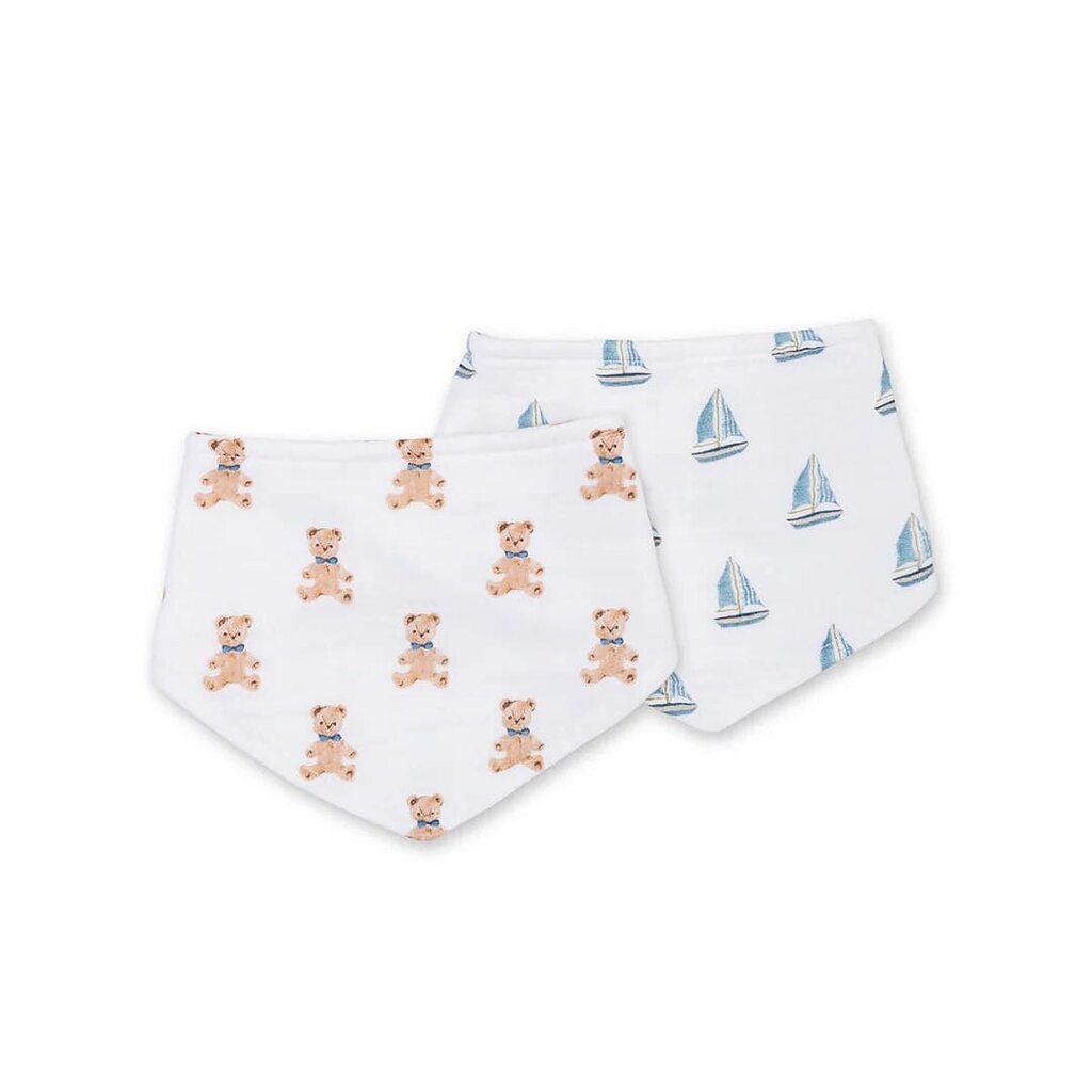 OURSONS et BATEAUX Bavoir - Bandana Bib 2 PK - Vintage Bears & Sailboats