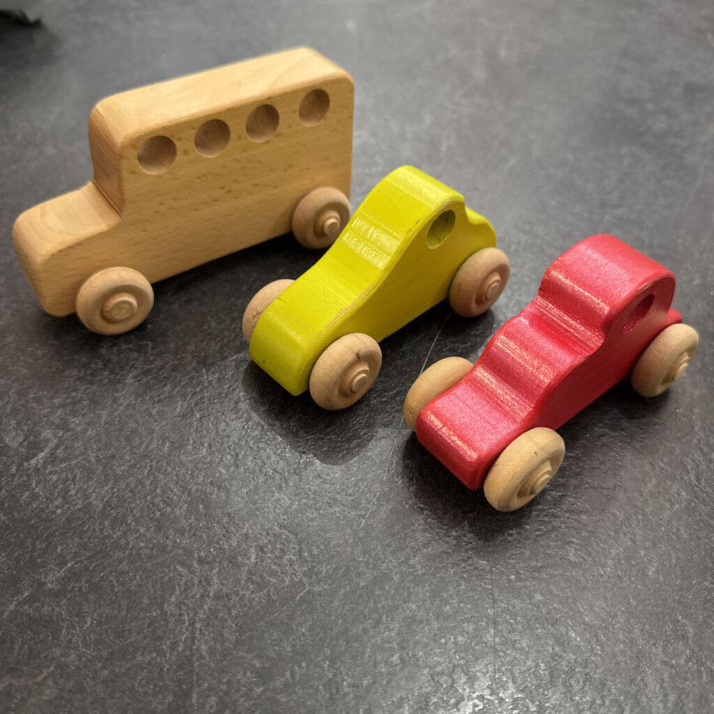 Lot de 3 voitures en BOIS