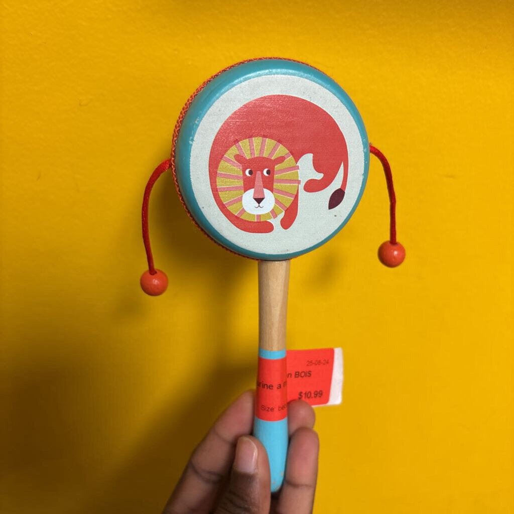 Petite Tambourine a manche en BOIS