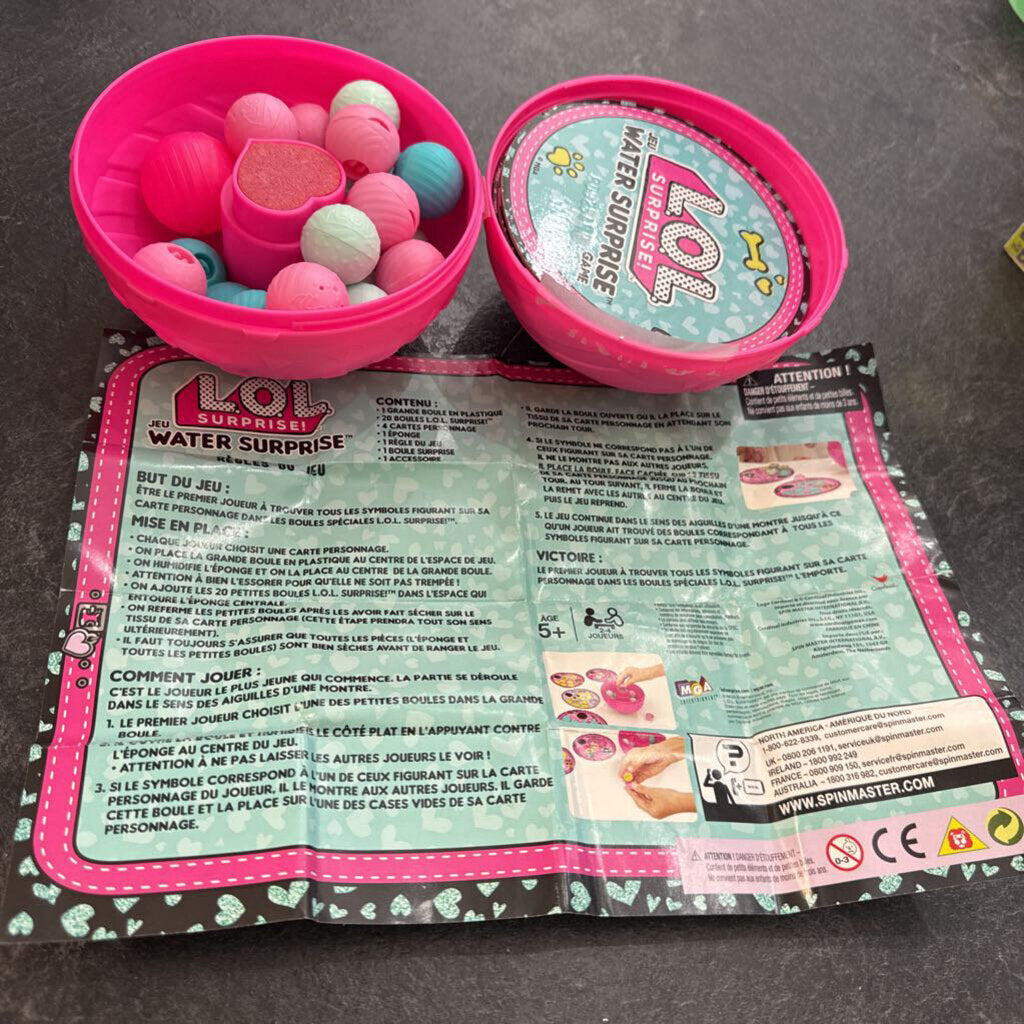 COMPLET Jeu WATER SURPRISE d'eau avec cartes balles eponges LOL
