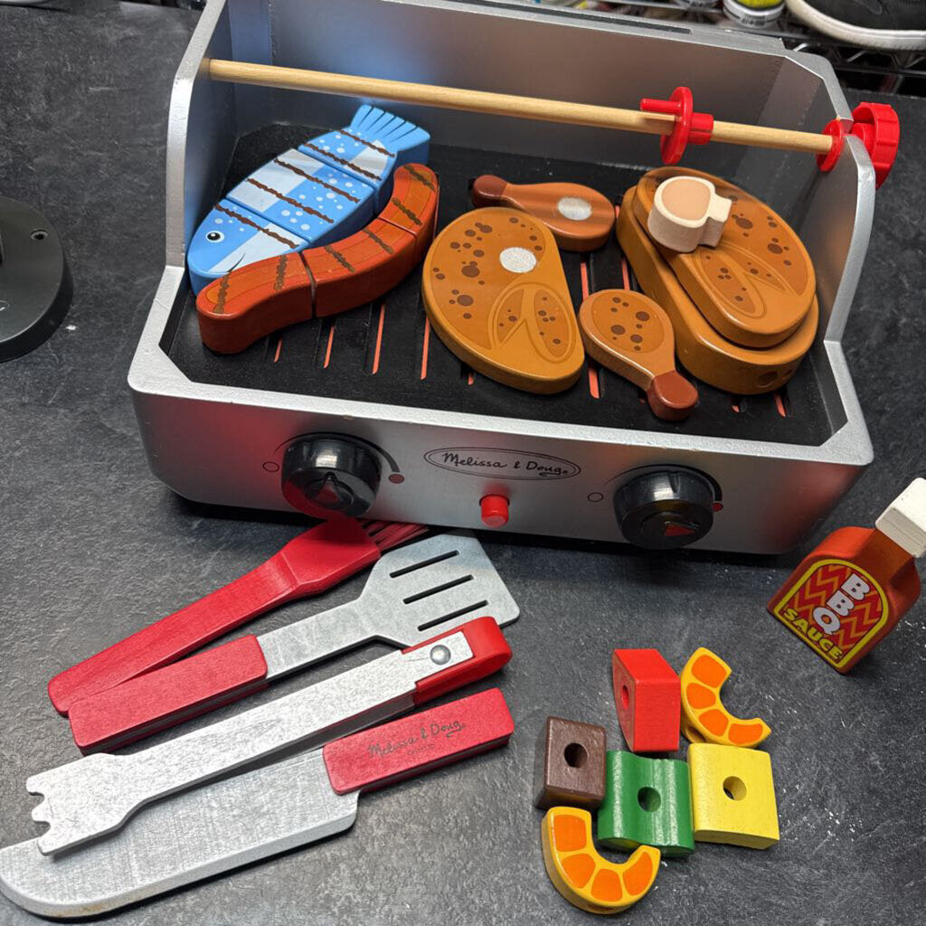 IMPECC Ensemble BBQ Rotissoire et grill en BOIS avec 24 accessoires