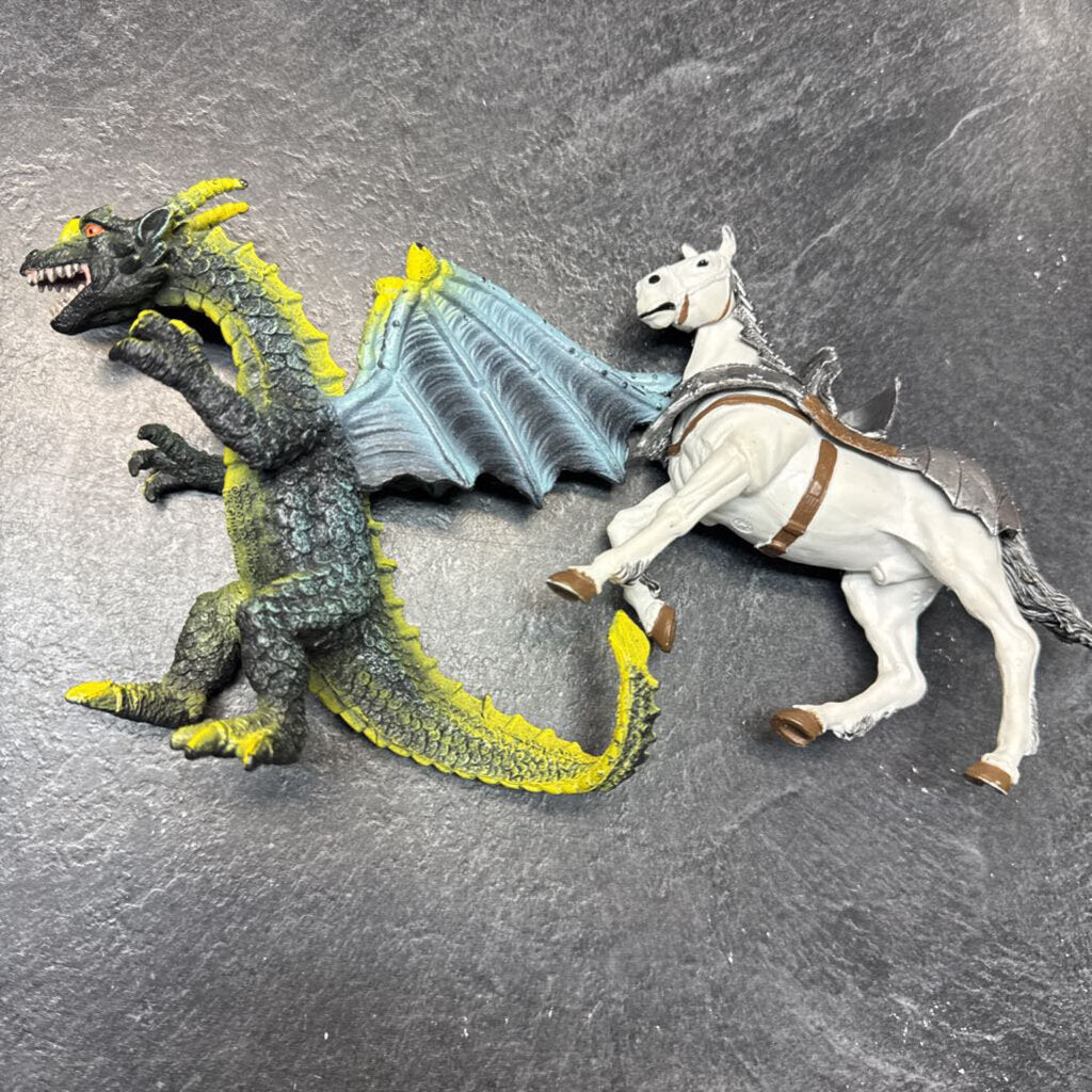 Lot de 2 moyen Animaux Cheval + Dragon