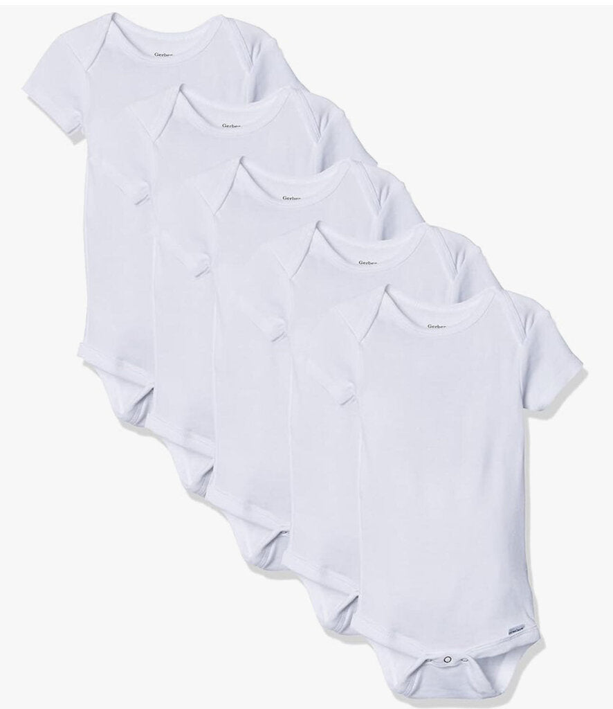 Paquet de 5 cache couches - 5 Pack Short Sleeve Oneisie NOUVEAU NÉ