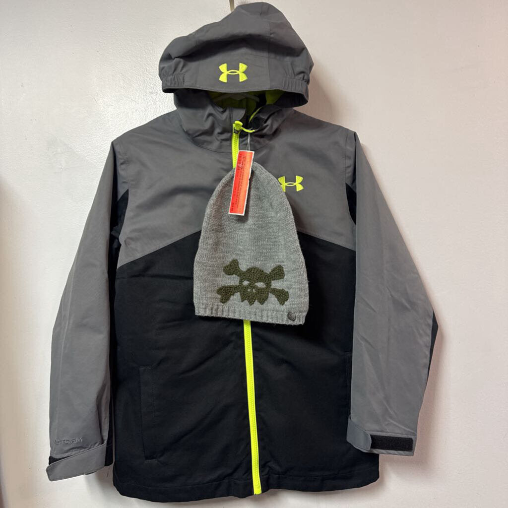 COMME NEUF Manteau printemps automne 2 pc (mant et doublure) AVEC tuque MEDIUM +/- 12 ans