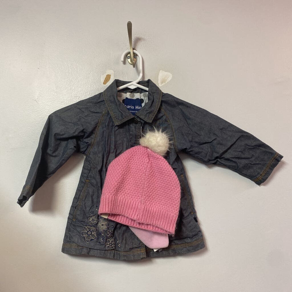 Veste manteau printemps automne IMPERMEABLE avec tuque et cache cou 24 mois