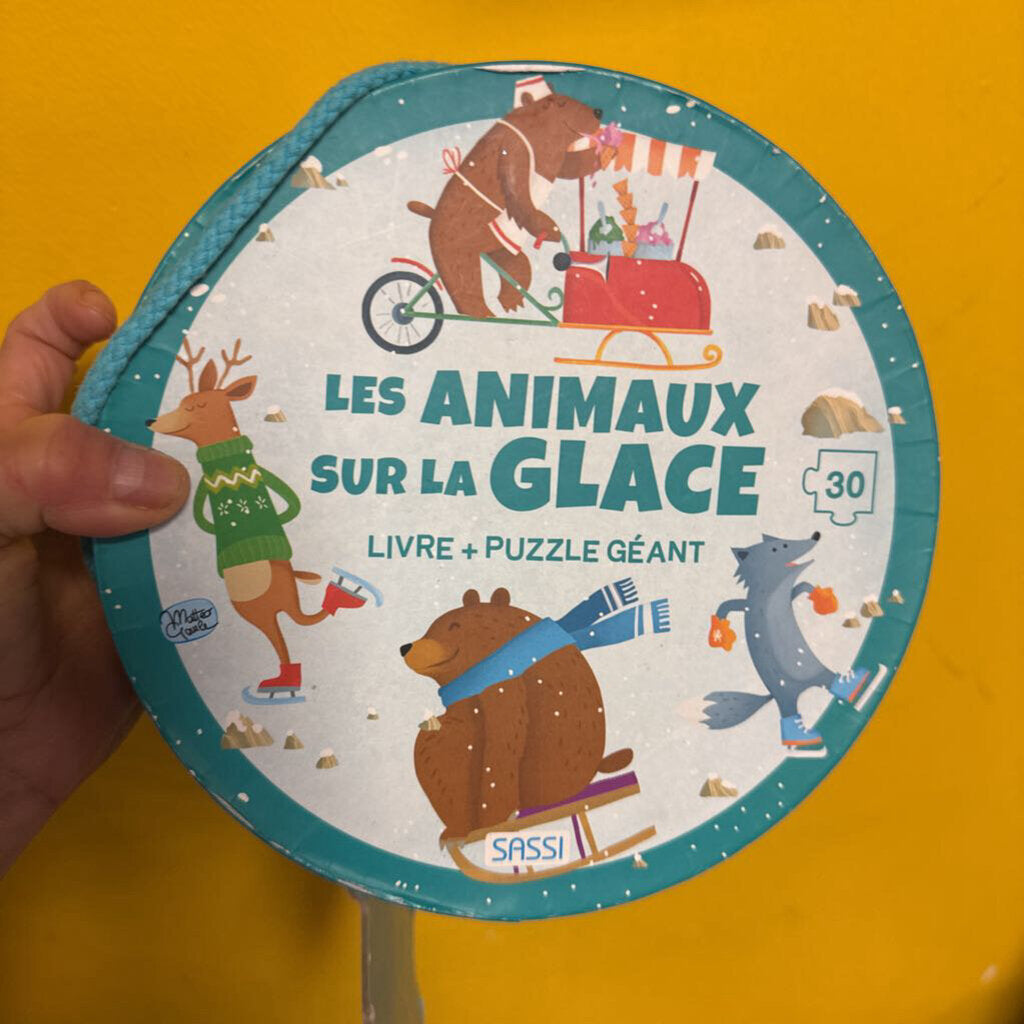 Casse tete geant + livre 30 pcs Les animaux sur la glace