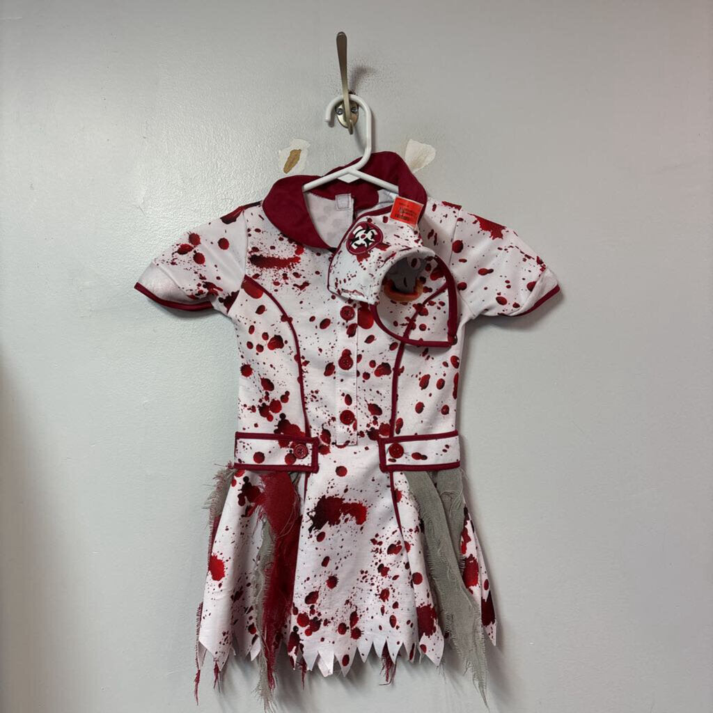 DEGUISEMENT 2 pcs Robe + diademe INFIRMIERE SANGLANTE +/- 3-4 ans