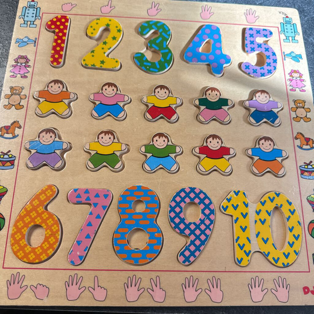 VINTAGE COMPLET Casse tete en BOIS Numeros et enfants