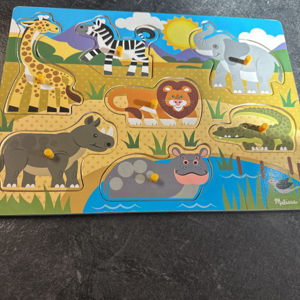 COMPLET casse tete sur planche en bois 7 pcs - ANIMAUX