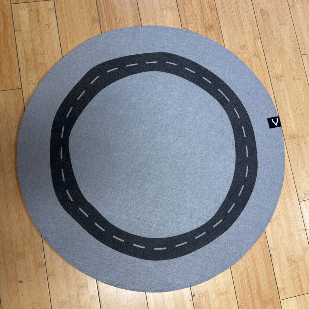 Tapis rond en feutre PISTE voitures