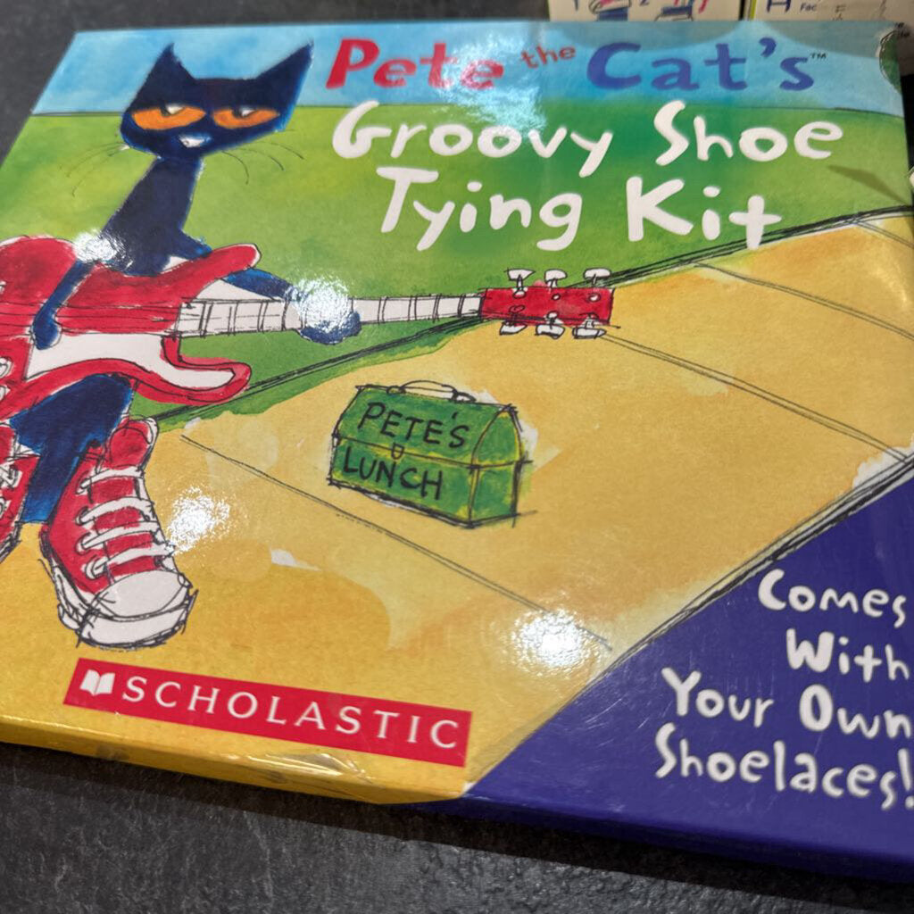 COMPLET Jeu de DEXTERITE Pete the Cat's Groovy Shoe Tying Kit