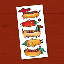 Charger l&#39;image dans la galerie, TECKEL KETCHUP LE CHIEN SAUCISSE Tatouages temporaires - CREATION QUEBECOISE
