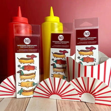 Charger l&#39;image dans la galerie, TECKEL KETCHUP LE CHIEN SAUCISSE Tatouages temporaires - CREATION QUEBECOISE
