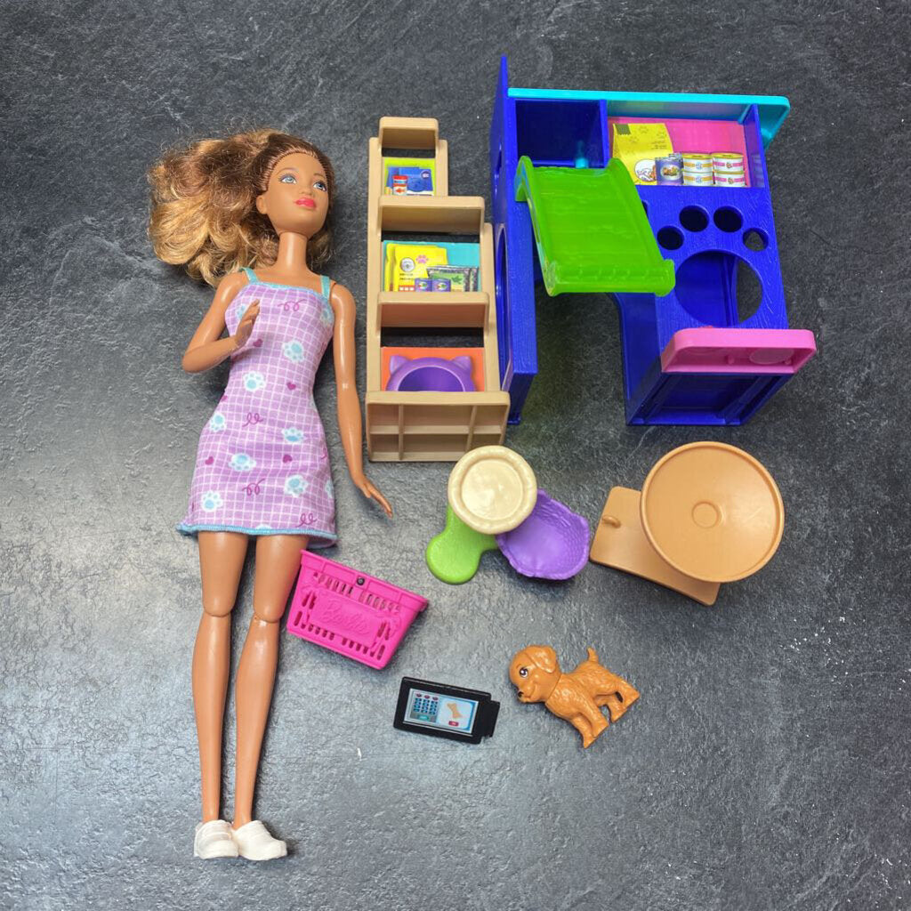 Poupee BARBIE Veterinaire avec robe + chaussures avec 6 accessoires