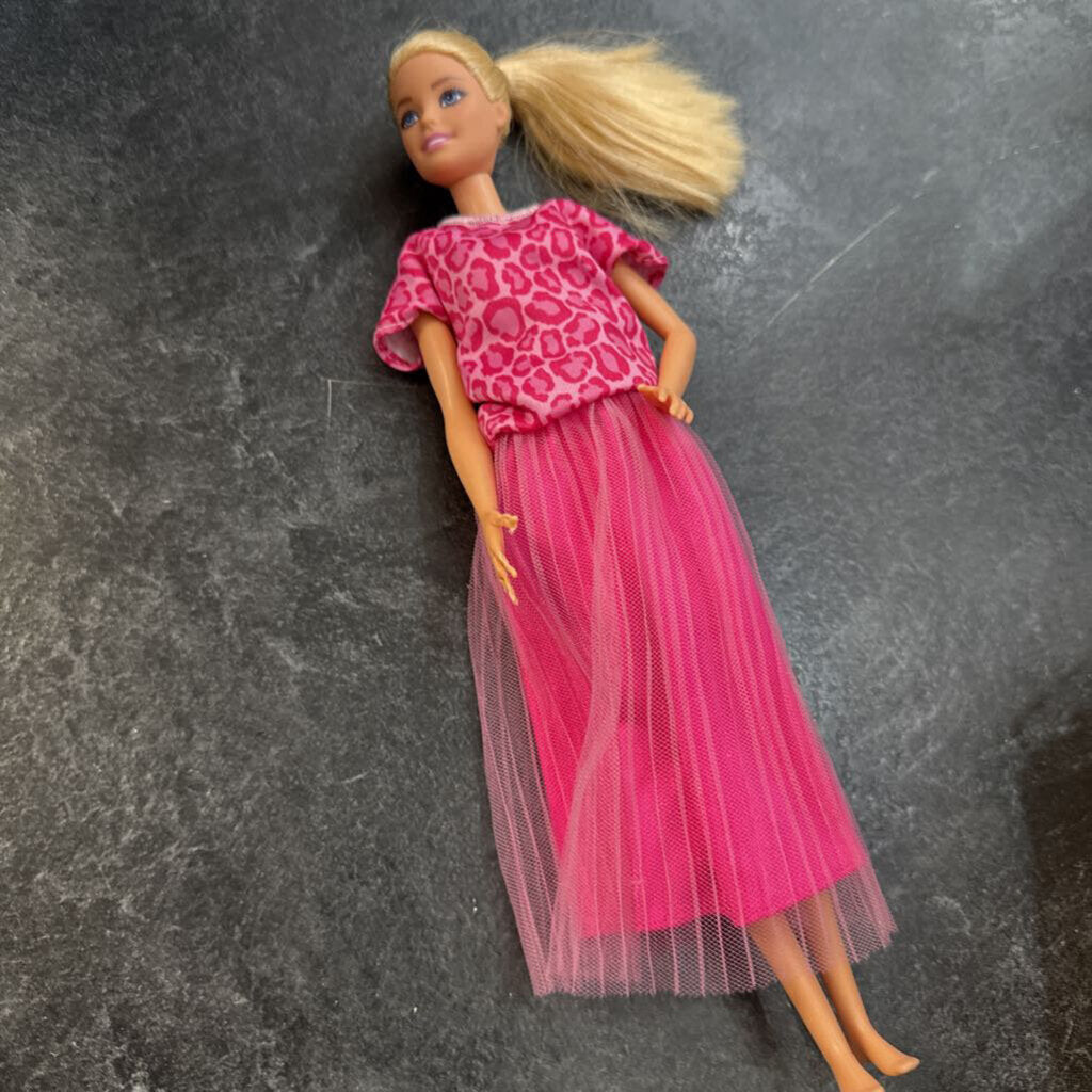 Poupee BARBIE cheveux blonds robe rose PAS de chaussure