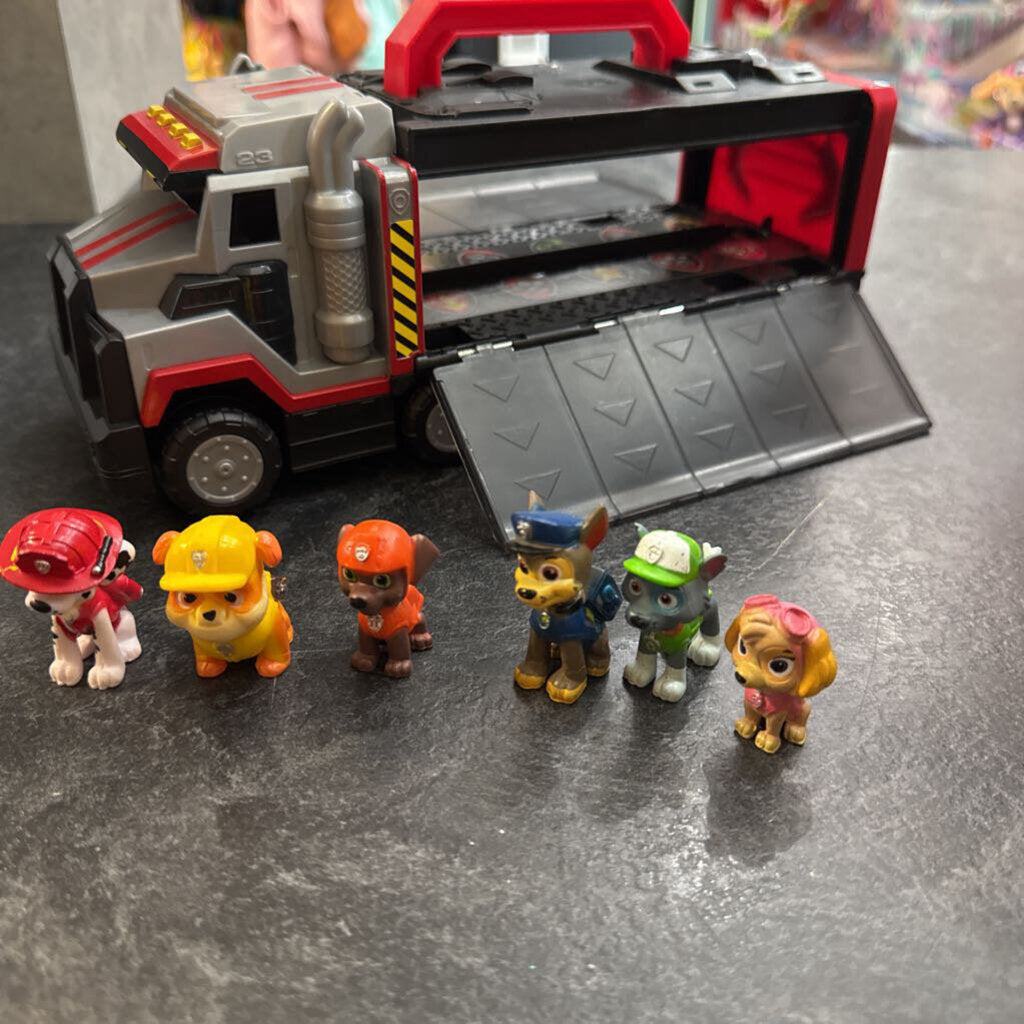 MOYEN Camion POMPIER Transporteur AVEC 6 figurines PAT PATROUILLE