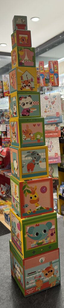 COMPLET Jouet a empiler ensemble de 10 cubes en carton