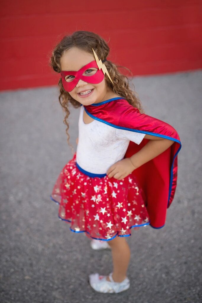 DEGUISEMENT 3 pcs Cape + jupette + masque de SUPER HERO Wonder Woman 4-6 ans