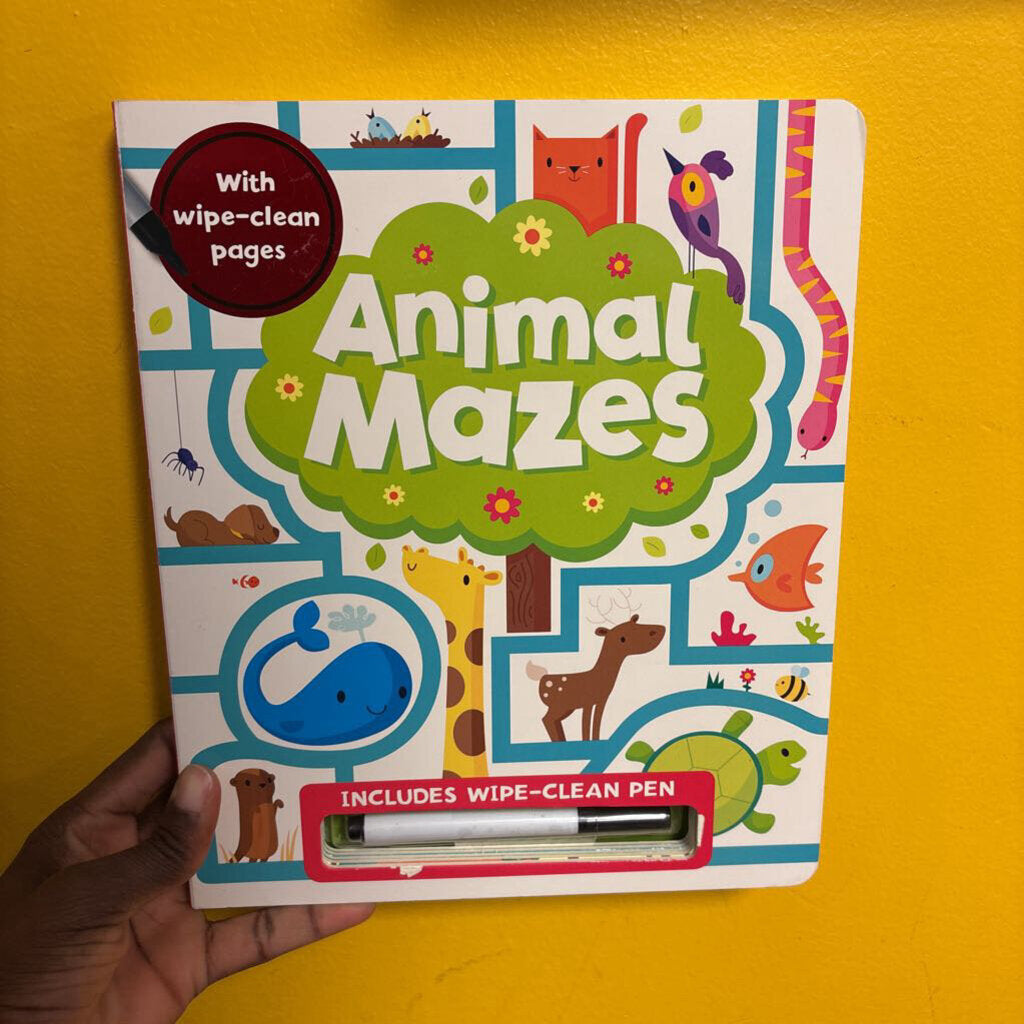 animal mazes with wipe-clean pages