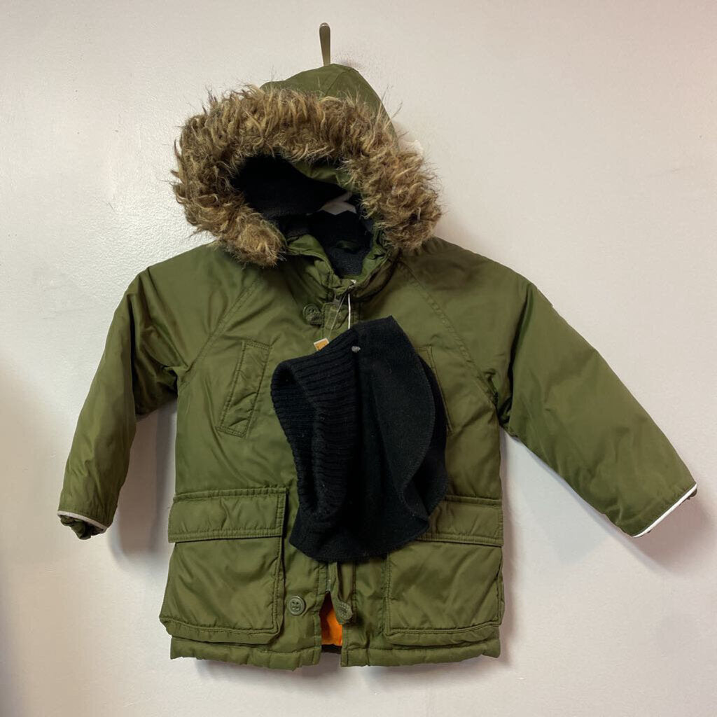 Manteau HIVER avec cache cou et capuche en peluche 3 ans